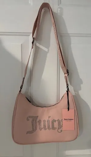 Juicy Couture Y2K Shoulder Bag Obsession Rhinestone Logo Purse Handbag Pink‎ thumbnail 1