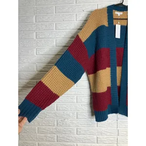 Baltic Born‎ Jonah Chunky Knit Cardigan Womens S/M NWT Striped Waffle Sweater thumbnail 7