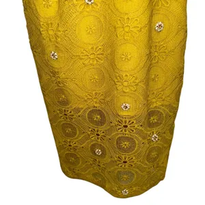 DRESSINGPAULA‎ Lemon Yellow Lace Sheath Embellished Flower Design NWT XS thumbnail 7
