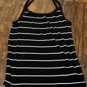 American Eagle Black White & Blue Striped Tank Top thumbnail 1