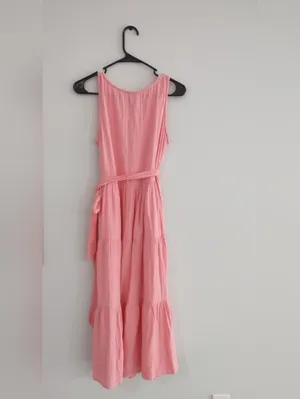 J. Crew Gauze Pink Sleeveless Tie-Waist Tiered Midi Dress Size 6 Spring/Summer thumbnail 4