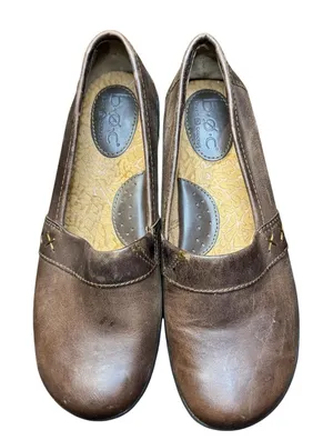 B.o.c Shoes Womens‎ Size 7.5 Brown Leather Slip On Flats Comfort Casual Walking thumbnail 1