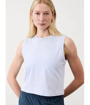 New Athleta L True Cotton Tank Gossamer Blue Large thumbnail 1