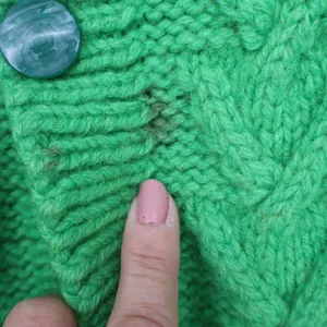 Vintage Handmade Green Cable Knit Cardigan Button Up Chunky Collared Sweater thumbnail 2