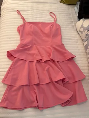 Pink ruffle mini dress thumbnail 1