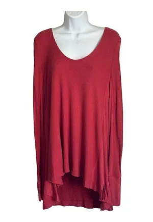 EUC FREE PEOPLE We The Free Malibu Waffle Knit Thermal in Washed Red - Size S thumbnail 5