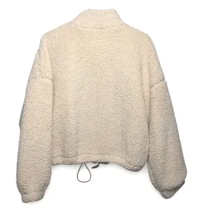 Urban Outfitters Teddy Sherpa Jacket Womens M‎ Cream Cropped Full Zip Fleece thumbnail 4
