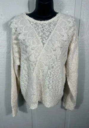Maggie Lawrence Vintage Ivory Women’s Beaded Sweater Size Medium EUC thumbnail 1