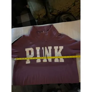 PINK Victoria's Secret Funnel Purple Logo Racer Stripe Zip Jacket. L Casual Preppy thumbnail 8