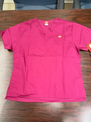Dickies Mini V-Neck Scrub Top Wine Colored Size X-Small thumbnail 1