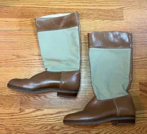 Vintage LL Bean Tan Canvas Leather Riding Equestrian boots 8.5 Neutral Classic thumbnail 1