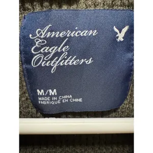 American‎ Eagle Y2K Olive Green Shawl Collar Button Cardigan Sweater Medium thumbnail 2