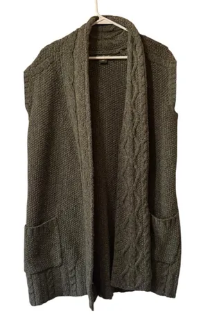 Eddie‎ Bauer Women Size Large Knit Sleeveless Open Front Cardigan Sweater Autumn thumbnail 1