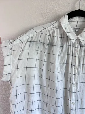 Madewell‎ Women's Short Sleeve Button Front Windowpane Shirt thumbnail 3