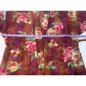 Private Luxuries Sheer kimono Robe Red with Pink Rose Floral Print Size L thumbnail 8