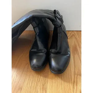 Toetos Diane Boots Womens Sz 7.5 Black Knee High Riding Buckle Zip Faux Leather thumbnail 5