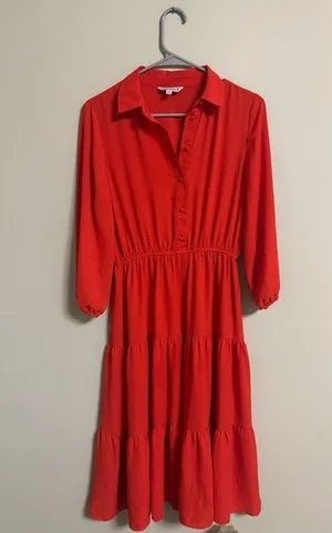 Nanette Lepore Button Front Long Sleeve Tiered Sheer Shirt Dress Size 4 thumbnail 1