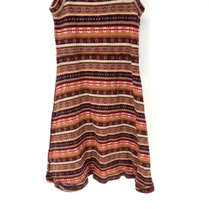 Free People Fair Isle Sweater Tank Dress Burgundy Multicolor Women's Medium thumbnail 6