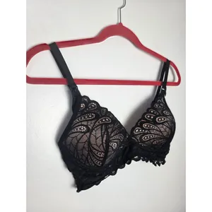 Black Lace Nursing Bra Wireless 34 B Small Chest Breastfeeding thumbnail 2