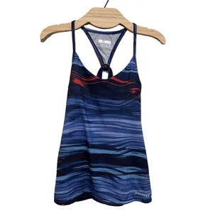 Marmot Solstice Blue Striped Yoga Fitness Shaping Racerback Tank M thumbnail 2