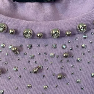 SHEIN Women’s XS Extra Small Light Purple Bead Embellished Short Sleeve T-Shirt thumbnail 5