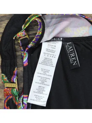 NWT Lauren Ralph Lauren U-Wire Bikini Top Swim Bordado Paisley Black Multi 12 thumbnail 6