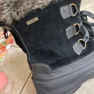 Khombu Womens Black Suede Faux Fur Trim‎ Waterproof Winter Snow Boots Size 9 thumbnail 3