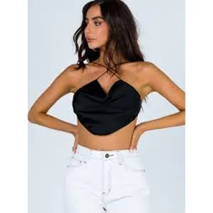 PRINCESS POLLY Julia Top Black Satin Backless Drape Cowl Neck Size US 6 S Small thumbnail 4