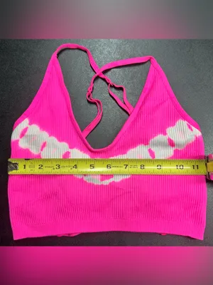Aerie Women's Size S Ribbed Hot Pink W/White Tie Dye Sports Bra thumbnail 4