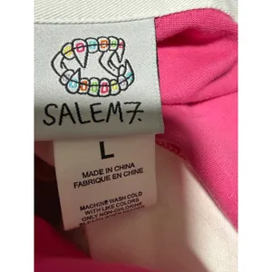 NWT SALEM7 L Always Tired Color Block Rugby Tunic Top Pink Black thumbnail 4