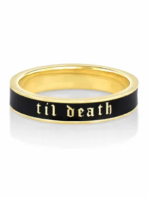 TIL DEATH Gold & Black Band Ring Size 8 Stackable Wedding Promise Ring NWT thumbnail 3