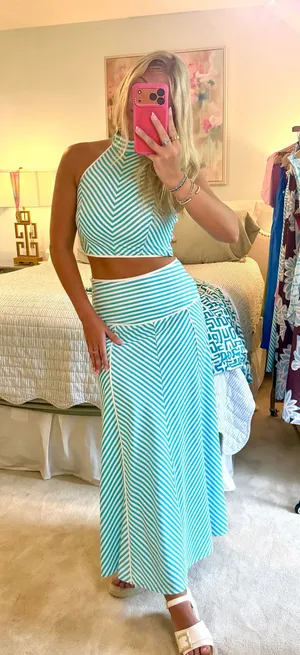 Striped maxi set Blue Size L thumbnail 1