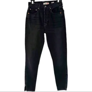 REDONE Women’s Black Zipper Ankle High Rise Cotton Denim Jeans Size 25 thumbnail 2