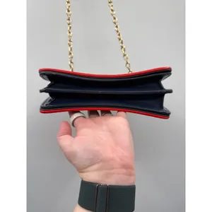 Tory Burch Alexa Convertible Shoulder Bag Navy Red Embroidered‎ Leather Chain thumbnail 6