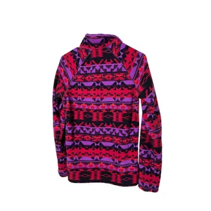 Eddie Bauer Womens Medium Fleece‎ 1/4 Zip Pullover Aztec Geometric Red Purple thumbnail 7