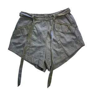 Free People Shorts Women Medium Yellow Linen Blend Tie Waist Utility Casual thumbnail 1
