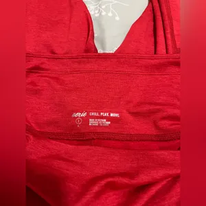 Aerie Vibrant Red Leggings Sz L thumbnail 6