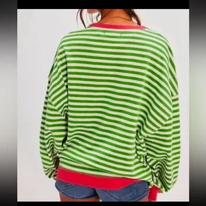 NWOT free people Classic Striped Oversized Crewneck thumbnail 3