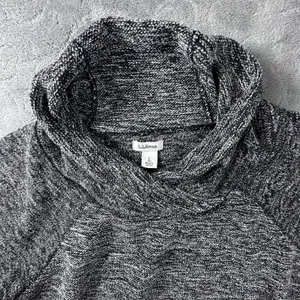 L L Bean Shawl Collar Sweater Womens Large P Gray Marled Pullover Pockets Soft thumbnail 6