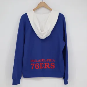 NBA Philadelphia 76ers Lace Up Hoodie Large Blue White Raglan Sweatshirt thumbnail 6