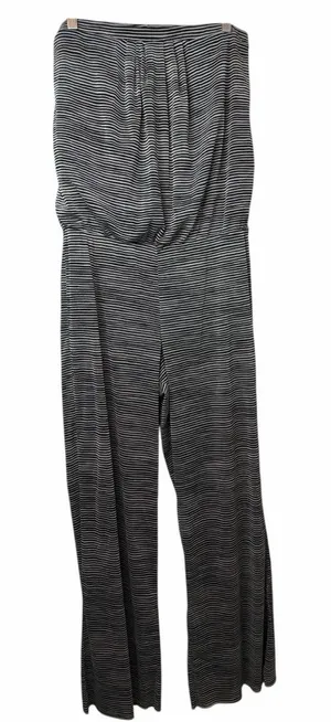CYNTHIA ROWLEY Black White Stripe Strapless Jumpsuit thumbnail 1
