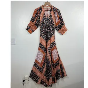 Jen's Pirate Booty Wildflower Echo Maxi Dress Small Boho Floral Patchwork Lurex thumbnail 2