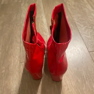 Nastygal Ruby Red Shiny Glossy Patent Pointy Heels Boots Booties Women 7 thumbnail 4