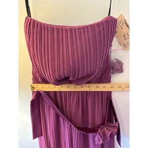 Dessy Collection Pleated Strapless Maxi Dress Sugar Plum Purple Rosette Size 10 thumbnail 4