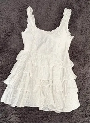 Altar’d State White Eyelet Tiered Ruffle Mini Dress Size L thumbnail 1