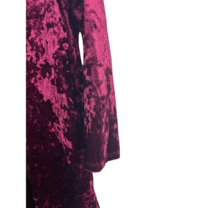 A Byer 90s Y2K Burgundy Crushed Velvet Black Tie Up Back V-neck Dress L Holiday thumbnail 8