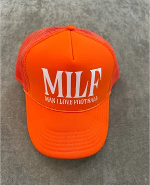 Man I Love Football Orange Trucker Hat thumbnail 1