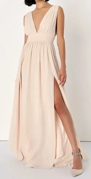 NEW Lulus Size Small Heavenly Hues Maxi‎ Dress Cream Blush Formal Flowy thumbnail 1
