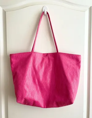 Carlos Falci Fatto a Mano Pink Zebra Print Embossed Tote Bag thumbnail 1