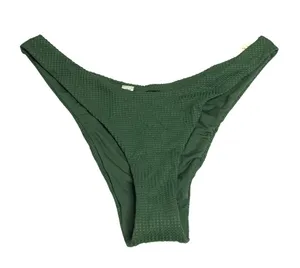 Aerie Bikini Bottom Cheekier High Cut Textured Green M thumbnail 1